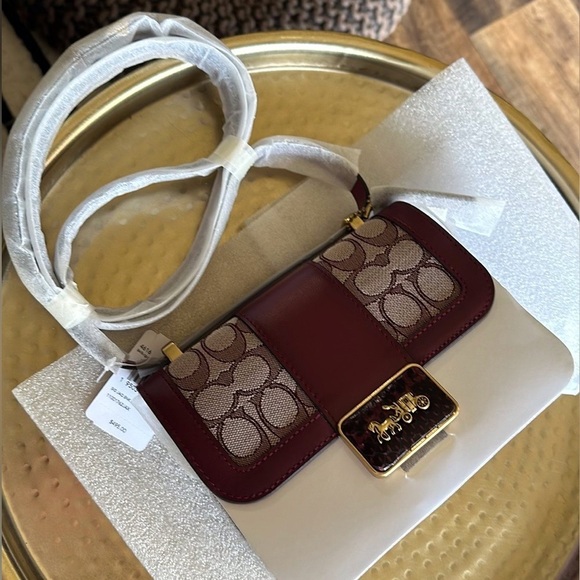 HOLD-NWT Coach Alie Shoulder Bag 18 In Signature Jacquard With Snakeskin Detail main image 1
